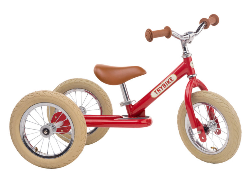 The first 2-in-1 tricycle balance bike made from steel makes learning to ride fun! The Trybike Steel teaches children to ride from 18 months of age. The first setting is the low tricycle mode which offers children lots of support. You can easily convert the tricycle to a balance bike, so that the next stage of riding starts. With the unique footrest, children learn balance, and consequently learn to ride a pedal bike without even using training wheels.

Suitable for children from 18 months up to 6 years. Ma